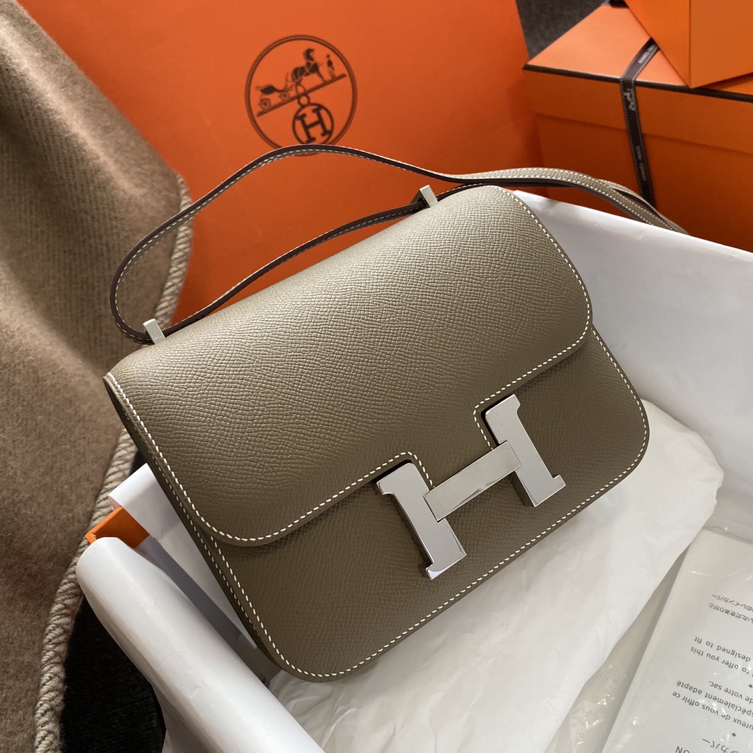 Hermes Constance 18 Mini Shoulder Bag In Etoupe Epsom Leather